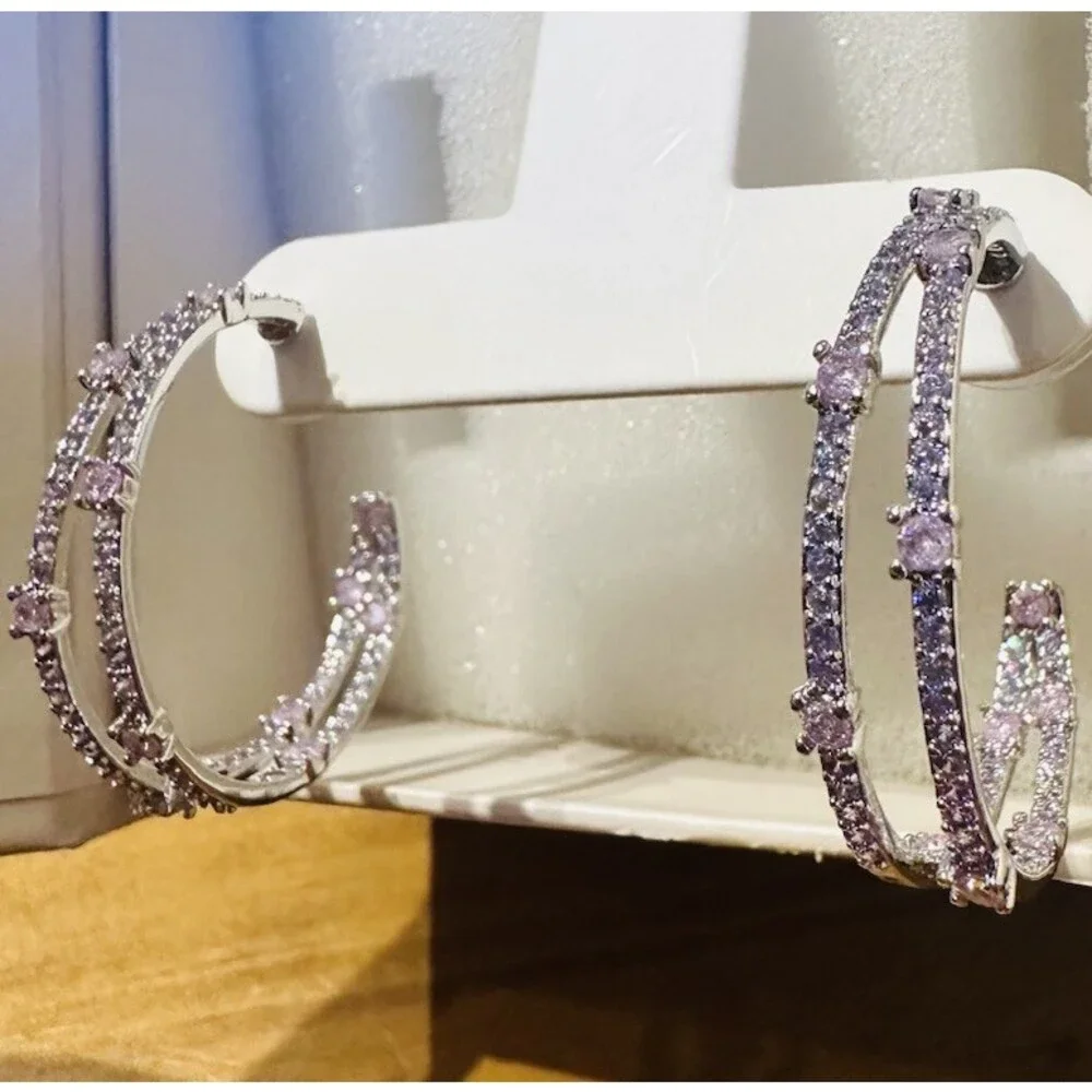 Bomb Party Simply Hoops RBP7122 Angelic Hoop Iris Ice Crystal Rhodium